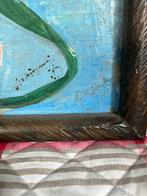 Oud schilderij in houten lijst gesigneerd, Antiek en Kunst, Ophalen