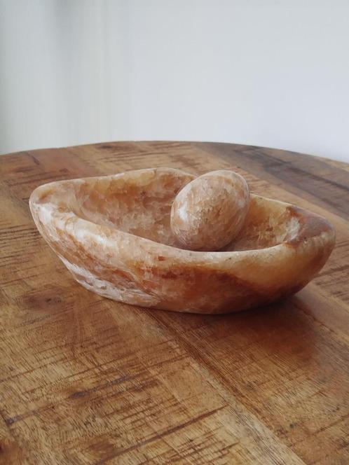 Gele hematoïde kwarts schaal met healing stone - Madagaskar, Sieraden, Tassen en Uiterlijk, Edelstenen, Zo goed als nieuw, Ophalen of Verzenden