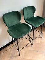 Twee groene velvet barkrukken, 2 krukken, Ophalen, Zo goed als nieuw