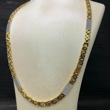 Prachtige 14 kt gouden massieve platte koningsketting 70 cm beschikbaar voor biedingen