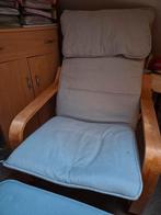 ikea stoel poang met voetenbankje, Huis en Inrichting, Stoelen, Ophalen, Hout, Gebruikt, Blauw