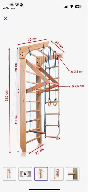Klimrek Groei 220 + Optrekstang Massiefhout beschikbaar voor biedingen