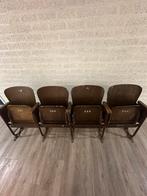 Antieke Bioscoop Stoelen Theater, Huis en Inrichting, Stoelen, Ophalen, Gebruikt, Bruin, Vier
