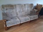 Vintage Driepersoonsbank met Houten Frame, Ophalen, Hout, Gebruikt, Vintage