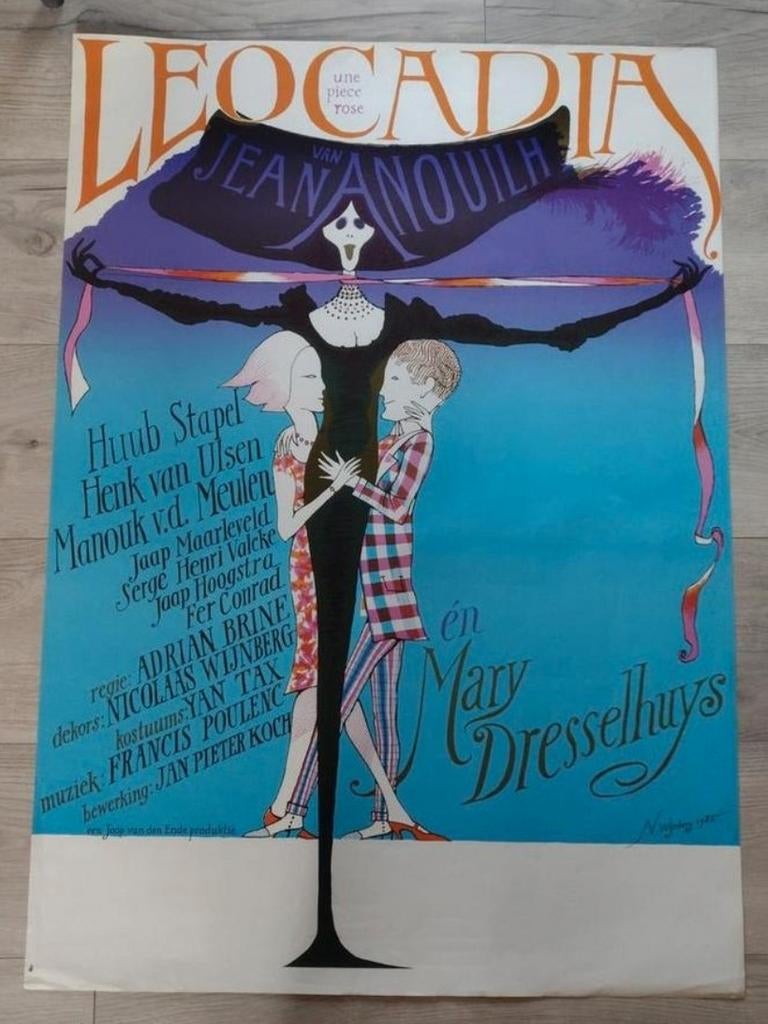 Leocadia Theater Poster Jean Anouilh, Rechthoekig Staand, Ophalen of Verzenden, Zo goed als nieuw, A1 t/m A3