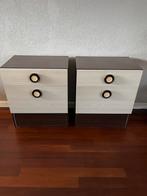 Twee mid century nachtkastjes in bruin/beige kleur ‘70, Huis en Inrichting, Ophalen, Minder dan 45 cm