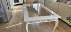 Mooie creme witte eettafel, incl creme leren stoelen, Huis en Inrichting, Tafels | Eettafels, Barok, Zo goed als nieuw, Vijf personen of meer