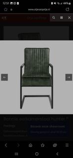2 groene (eetkamertafel)stoelen, Huis en Inrichting, Twee, Stof, Zo goed als nieuw, Ophalen