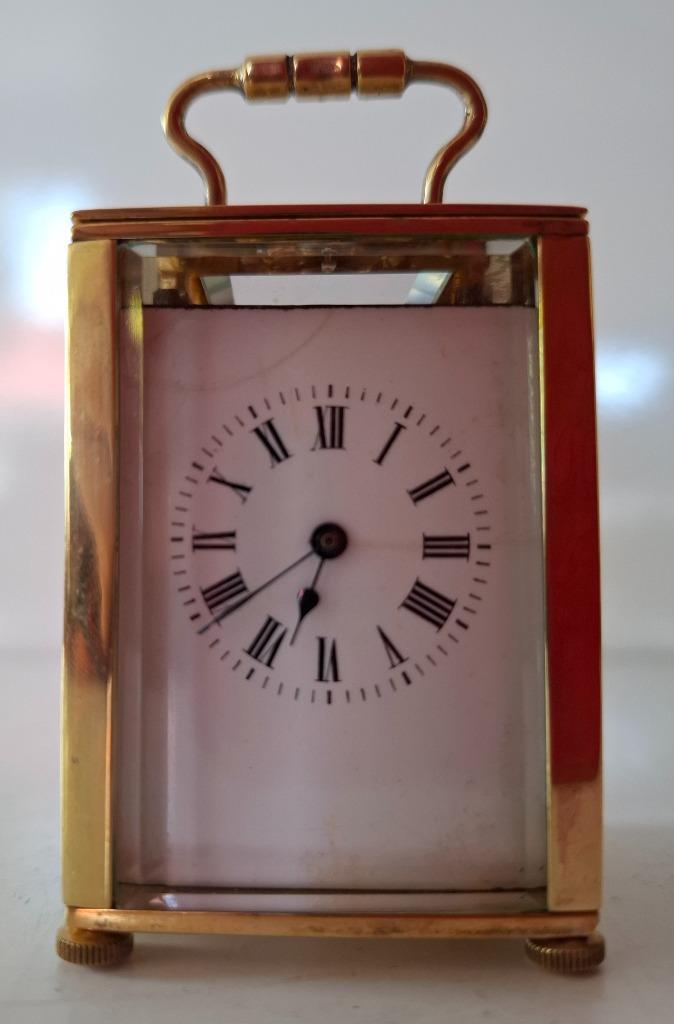 Miniatuur Carriage klokje, hoog 6,50 cm., Antiek en Kunst, Antiek | Klokken, Ophalen of Verzenden