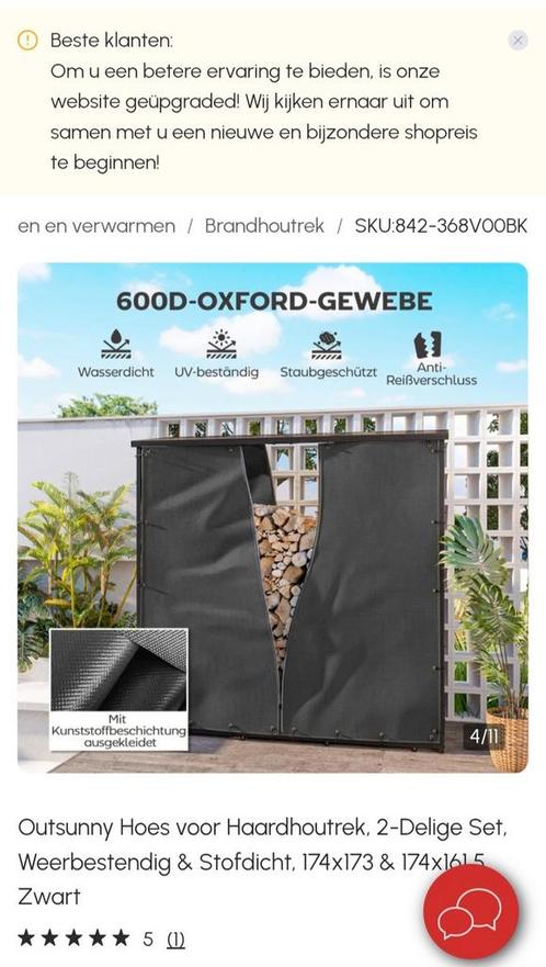 Outsunny Hoes Haardhout 2-Delig Zwart, Tuin en Terras, Haardhout, Blokken, Overige houtsoorten, Minder dan 3 m³, Ophalen of Verzenden