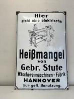 Emaille Reclamebord Heißmangel Gebr. Stute Hannover, Ophalen of Verzenden