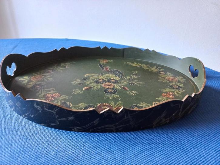Dienblad Hindeloopen - hout - ovaal - hand beschilderd, Huis en Inrichting, Woonaccessoires | Dienbladen, Gebruikt, Hout, Ovaal