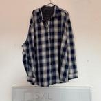 5XL Angelo Litrico Overhemd Donkerblauw Geruit Lange Mouwen, Overhemd, Blauw, Angelo Litrico, Ophalen of Verzenden