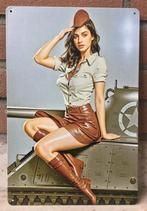 Sexy Pin up en Sherman Tank WW2 Metalen Leger Wandbord, Verzenden, Nederland