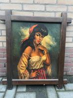 Klassiek Schilderij Zigeunervrouw Torino Ingelijst 70cm Hoog, Antiek en Kunst, Ophalen