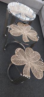 Set van 3 glazen bijzettafels, Huis en Inrichting, Tafels | Bijzettafels, Minder dan 45 cm, Minder dan 55 cm, Rond, Ophalen of Verzenden