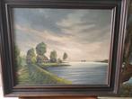 Schilderij: Landschap met water en huis, Ophalen of Verzenden