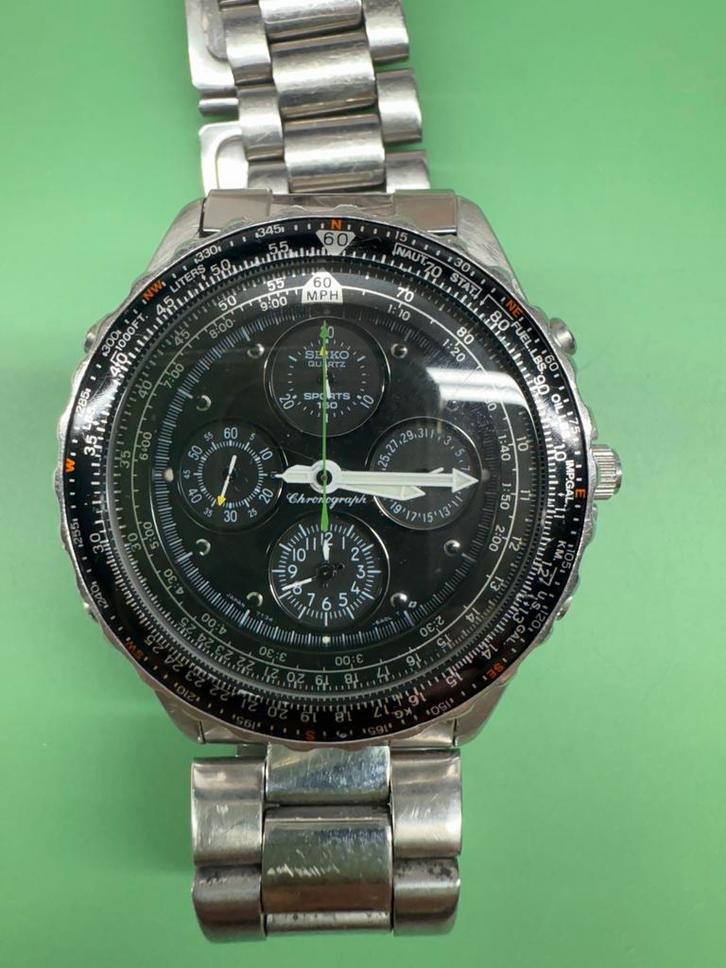 Seiko Flightmaster 7T34-6A00, Sieraden, Tassen en Uiterlijk, Horloges | Heren, Zo goed als nieuw, Polshorloge, Seiko, Staal, Staal