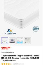 Topdek Matras Topper Bamboo 180x200, Huis en Inrichting, Slaapkamer | Matrassen en Bedbodems, Tweepersoons, Ophalen of Verzenden