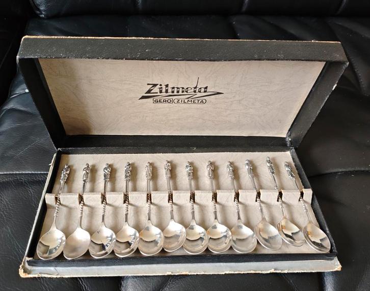 12 Apostelen Theelepeltjes Gero Zilmeta in Doos, Antiek en Kunst, Antiek | Bestek, Ophalen of Verzenden