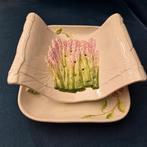 Barbotine aardewerk asperge schaal met treef, Frankrijk, Antiek en Kunst, Antiek | Keramiek en Aardewerk, Ophalen of Verzenden