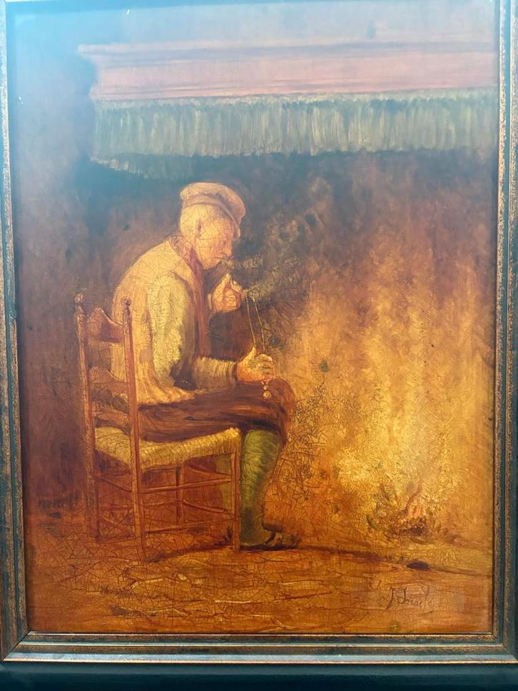 Jozef Israels Schilderij op Porselein, Antiek en Kunst, Kunst | Schilderijen | Klassiek, Ophalen of Verzenden