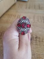Antieke, zilveren ring grote robijnen. Maat 18.5, Sieraden, Tassen en Uiterlijk, Antieke sieraden, Ophalen of Verzenden, Zilver