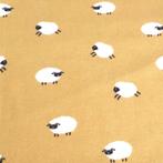 61110) 140x50cm Katoenen flanel schaap licht geel, Hobby en Vrije tijd, Stoffen en Lappen, 120 cm of meer, Geel, Nieuw, Ophalen of Verzenden