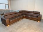 Prachtige runderenleer hoekbank bruin, Ophalen of Verzenden, Zo goed als nieuw, Leer