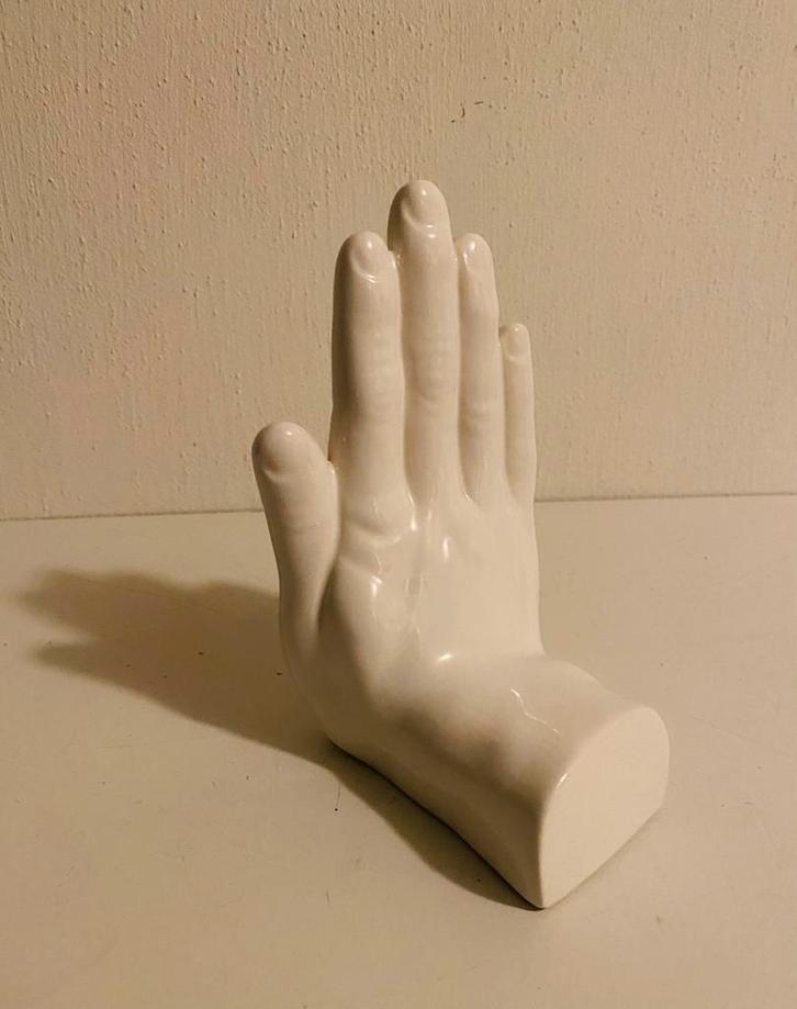 Boekensteun in vorm van hand , porselein, jaren 80, Verzamelen, Retro, Huis en Inrichting, Ophalen of Verzenden