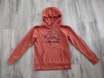 Prachtige oranje bruine trui met capuchon en motor, 152.Soho beschikbaar voor biedingen