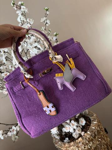 Paarse Terry Bag (Birkin) 30cm - Gouden Hardware & Strap beschikbaar voor biedingen