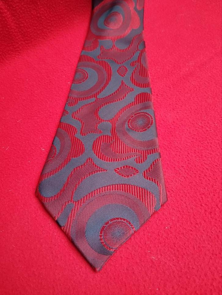 Vintage Trevira tie Stropdas Bordeaux Jaren 70, Kleding | Heren, Stropdassen, Zo goed als nieuw, Met patroon, Rood, Ophalen of Verzenden