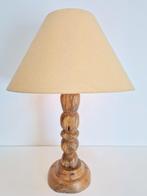 Vintage brutalist eik hout tafellamp ’50 mid century japandi, Huis en Inrichting, Lampen | Tafellampen, N, Ophalen of Verzenden