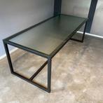 Glazen tafel - Stalen Frame - 210x90cm, 200 cm of meer, Zo goed als nieuw, Vijf personen of meer, Glas