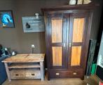 Grote koloniale kast + lage kast. Massief teak, Ophalen, Gebruikt, Koloniaals, 100 tot 150 cm