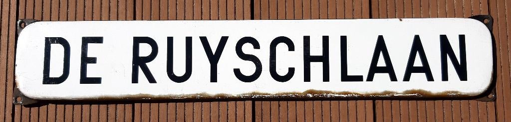 Straatnaambord wit met zwart Emaille look, Ophalen of Verzenden
