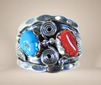 Prachtige zilver NAVAJO ring turquoise koraal Maat 18/18,5!, Sieraden, Tassen en Uiterlijk, 18 tot 19, Verzenden, Zo goed als nieuw
