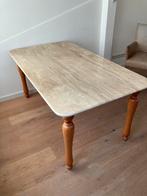 Eetkamertafel 140 x 100 cm marmer blad, Ophalen, Zo goed als nieuw, Rechthoekig, 100 tot 150 cm