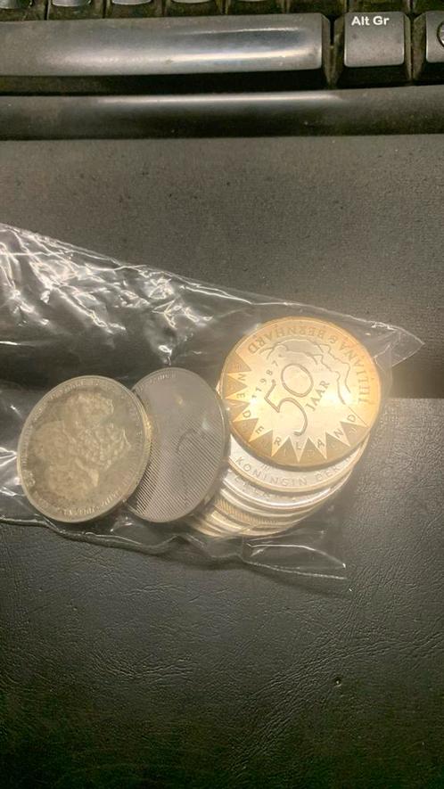 10x 50 gulden beatrix, Postzegels en Munten, Munten | Nederland, Losse munt, 50 gulden, Koningin Beatrix, Zilver, Verzenden