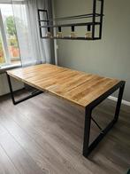 Houten eettafel met RVS poten (200x100 cm), Huis en Inrichting, Ophalen, 150 tot 200 cm, Zo goed als nieuw, Vijf personen of meer
