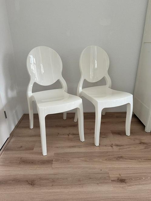 Siesta Design terrasstoelen 2x wit, Tuin en Terras, Tuinstoelen, Zo goed als nieuw, Kunststof, Stapelbaar, Ophalen