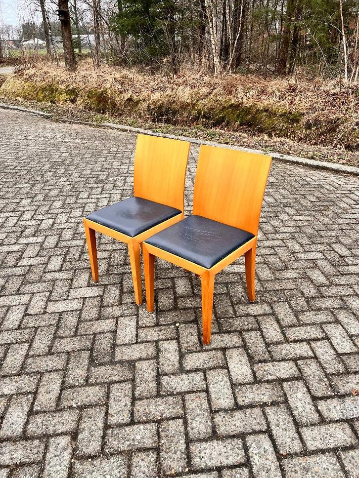 Arco stoelen | model flex, Huis en Inrichting, Stoelen, Gebruikt, Twee, Hout, Leer, Bruin, Ophalen