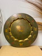 Vintage cloisonné messing wandbord schaal emaille pauw dier, Ophalen of Verzenden, Koper