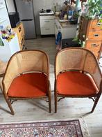 VIntage Rieten rotan stoelen TE KOOP, Huis en Inrichting, Ophalen, Twee, Bruin, Riet of Rotan