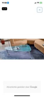 Design Glazen Salontafel Rolf Benz - Draaiplateau & Wielen, Ophalen, Gebruikt, 100 tot 150 cm, 50 tot 100 cm