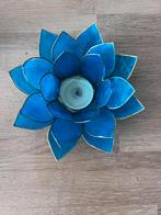 Lotus waxinelichtje turquoise blauw schelp, Overige materialen, Blauw, Ophalen of Verzenden, Zo goed als nieuw