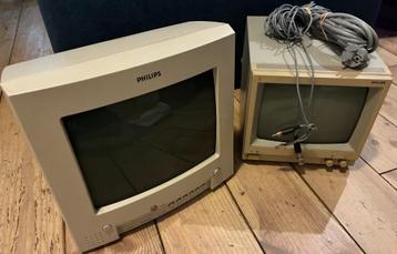 2X Phillips Monitor 11 & 9 Inch Zwart Wit  beschikbaar voor biedingen