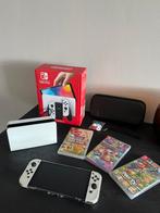 Nintendo Switch OLED Wit compleet + 3 spellen, Switch OLED, Met games, Met 2 controllers, Ophalen of Verzenden