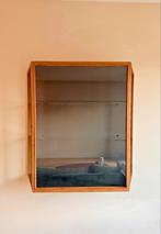 Handgemaakte Teakhouten Wandvitrine, Ophalen, Teakhout, 50 tot 100 cm, Zo goed als nieuw